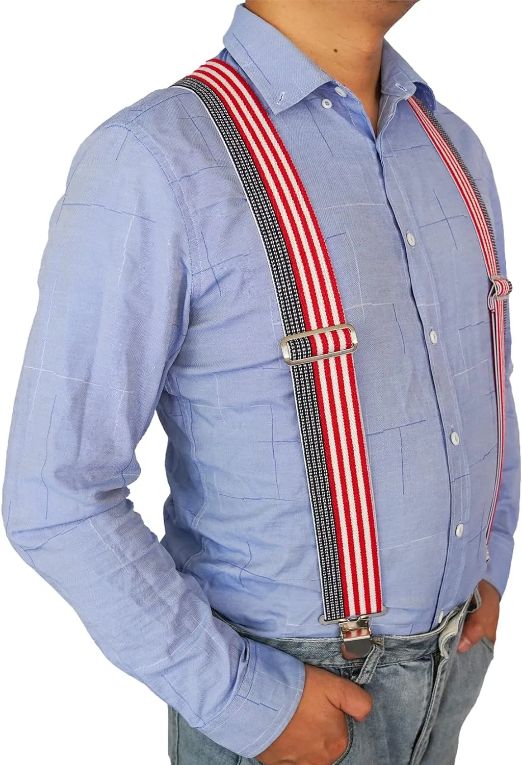 MELOTOUGH Men's Suspenders Fully Elastic 2 inch Wide X back Heavy Duty Work Suspenders