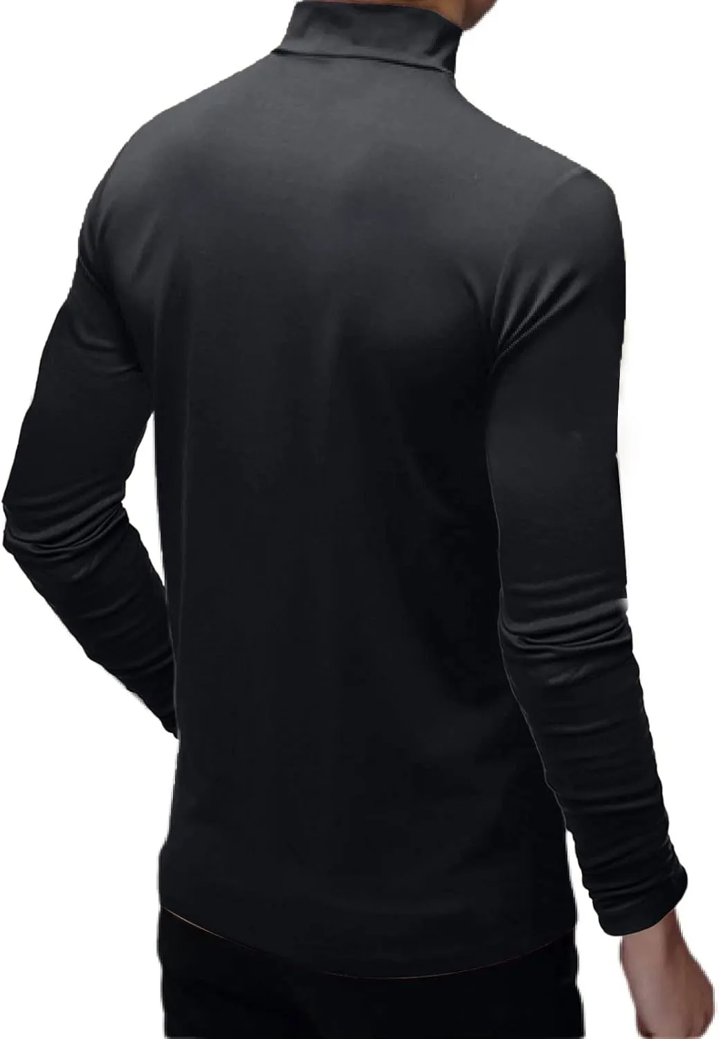 Men's Fashion Mock Turtleneck T-Shirts Long Sleeve Pullover Sweater Basic Designed Undershirt Slim Fit Top