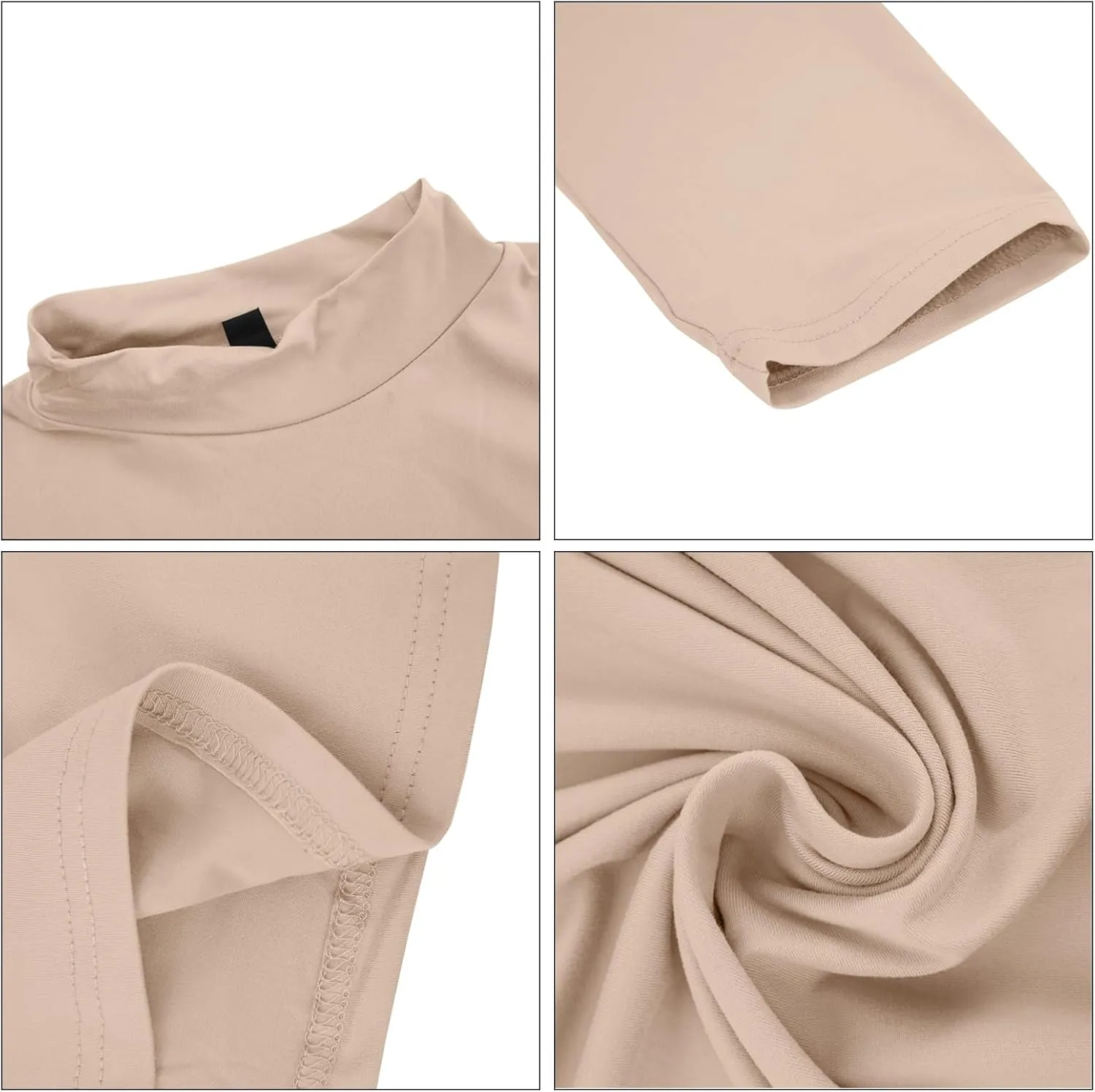 Men's Fashion Mock Turtleneck T-Shirts Long Sleeve Pullover Sweater Basic Designed Undershirt Slim Fit Top