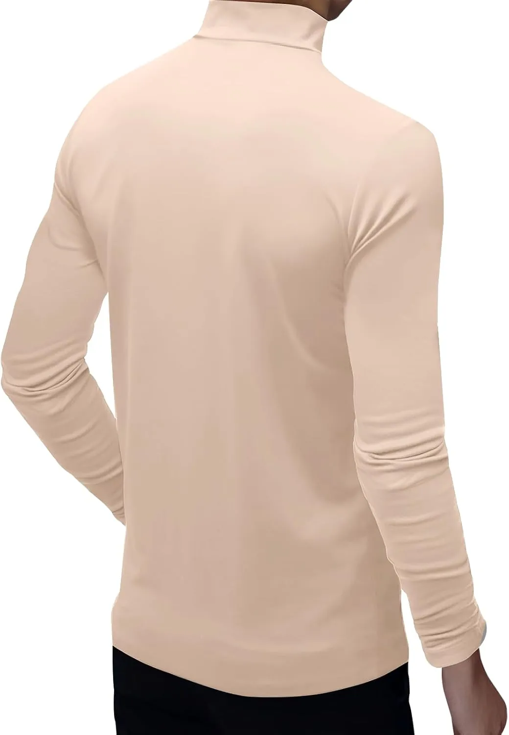 Men's Fashion Mock Turtleneck T-Shirts Long Sleeve Pullover Sweater Basic Designed Undershirt Slim Fit Top