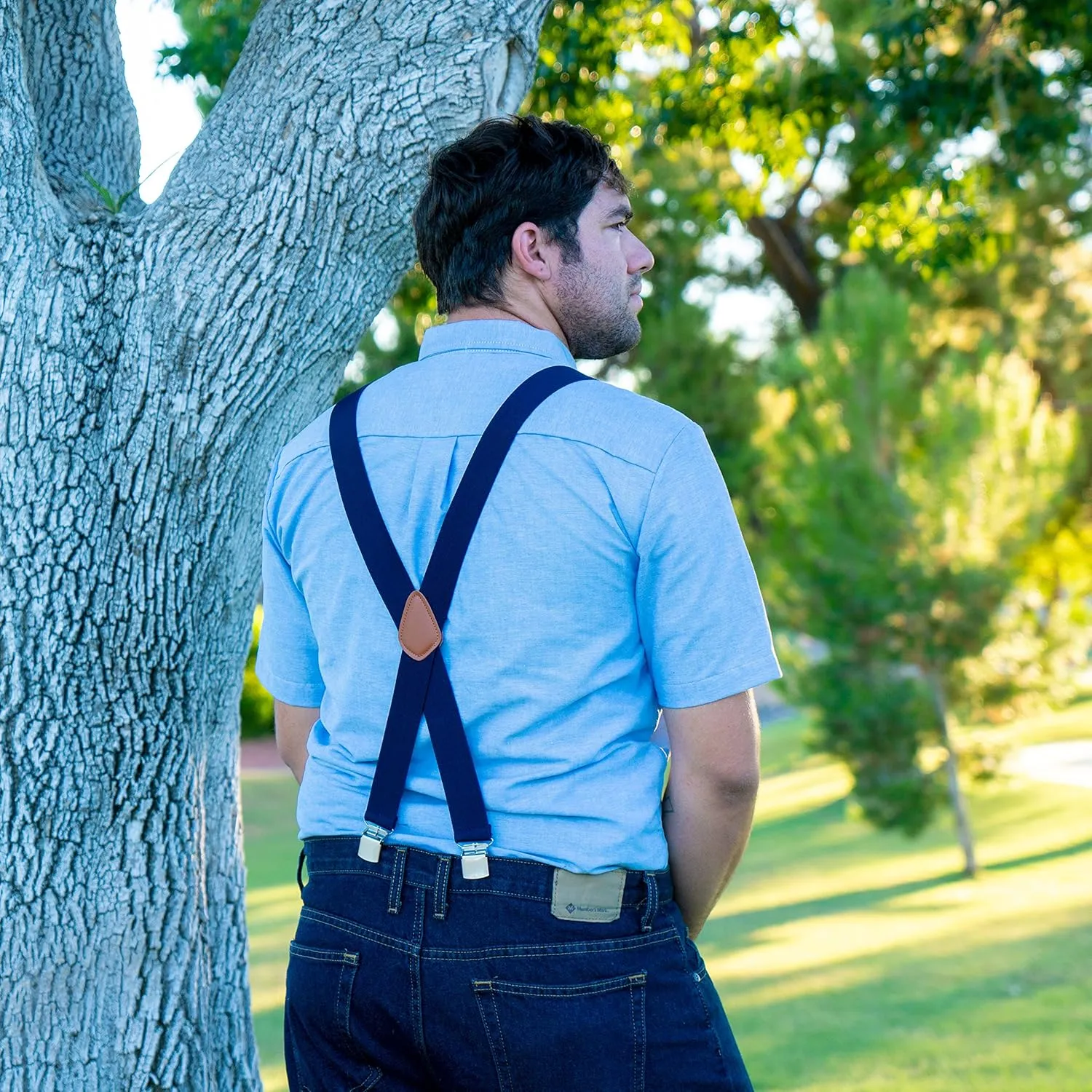 Mens Heavy Duty X- Back Suspenders-Adjustable Size, Long & Elastic Braces