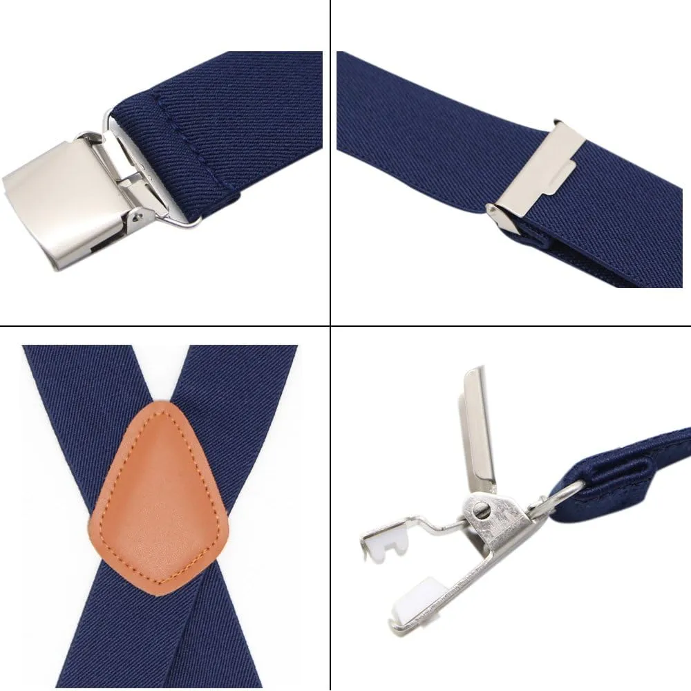Mens Heavy Duty X- Back Suspenders-Adjustable Size, Long & Elastic Braces