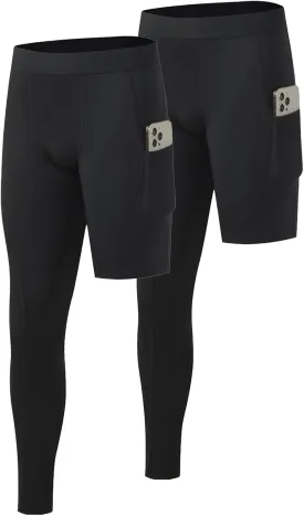 Mens One Leg Compression Pants Full Length Tight Basketball 1/2 Single Leg Long Pant Base Layer Leggings Underwear