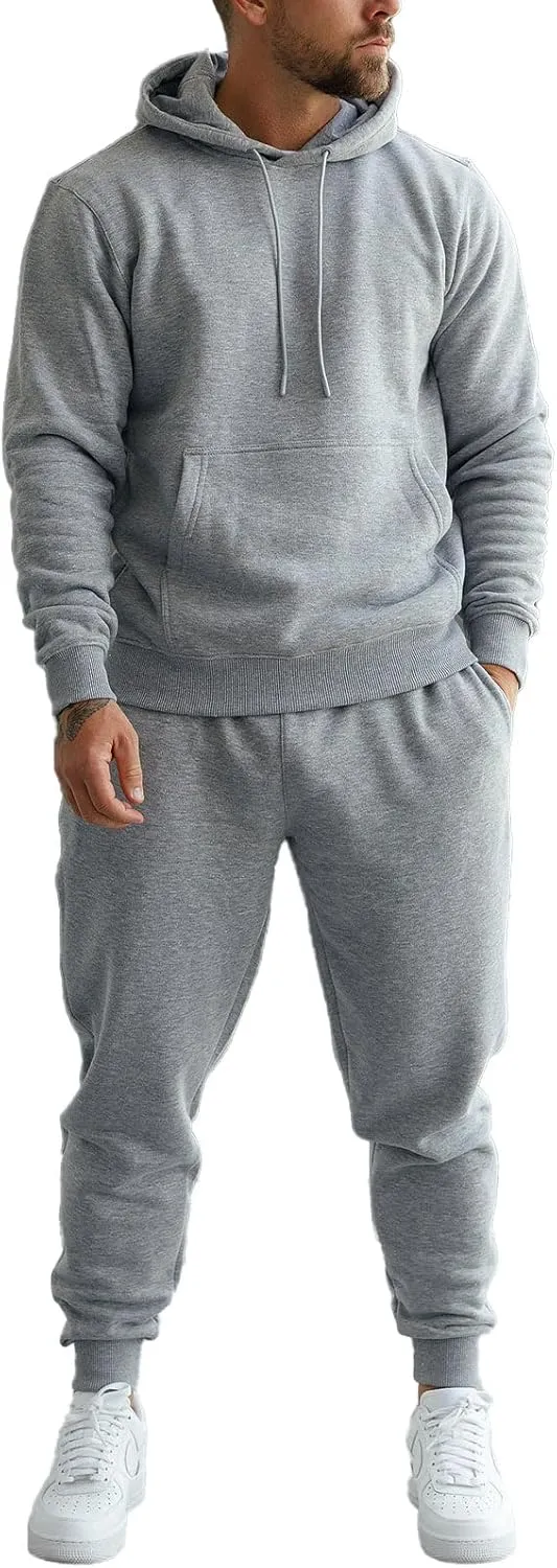Men's Tacksuit 2-Piece Active Set:Fleece Pullover Sweatshirt and Sweatpants,Jogging Sweatsuit Outfit