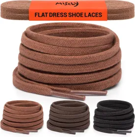 Miscly Flat Dress Shoe laces for Chukka Desert Boot, Dress Shoes and Dress Boots [1 Pair] 3/16 Thin, 100% Cotton