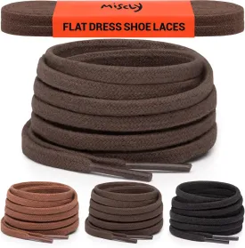 Miscly Flat Dress Shoe laces for Chukka Desert Boot, Dress Shoes and Dress Boots [1 Pair] 3/16 Thin, 100% Cotton