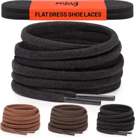 Miscly Flat Dress Shoe laces for Chukka Desert Boot, Dress Shoes and Dress Boots [1 Pair] 3/16 Thin, 100% Cotton