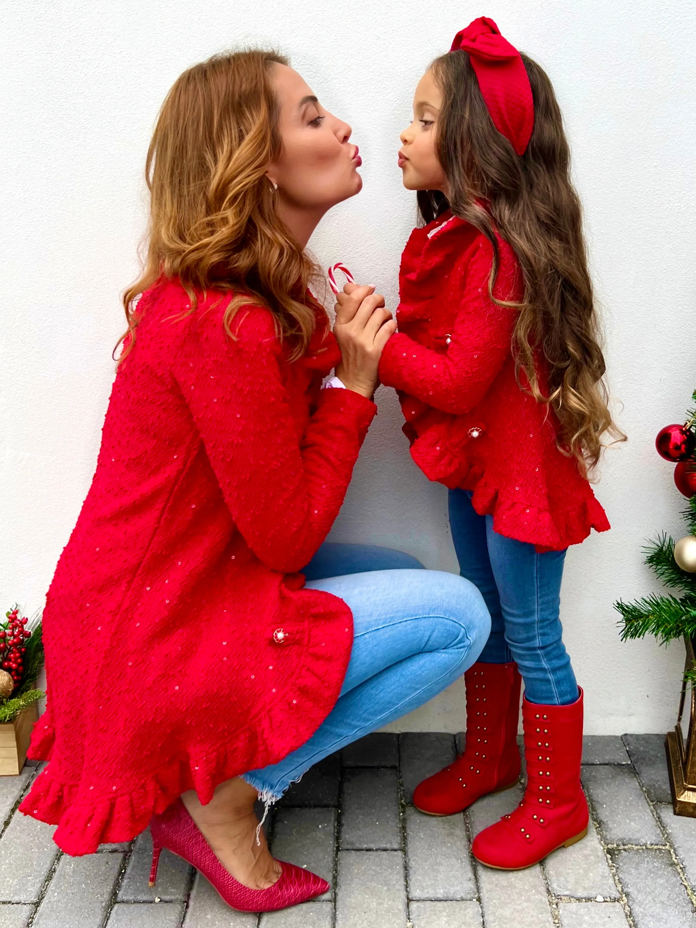 Mommy and Me Classy Duo Blazer Ruffle Cardigan