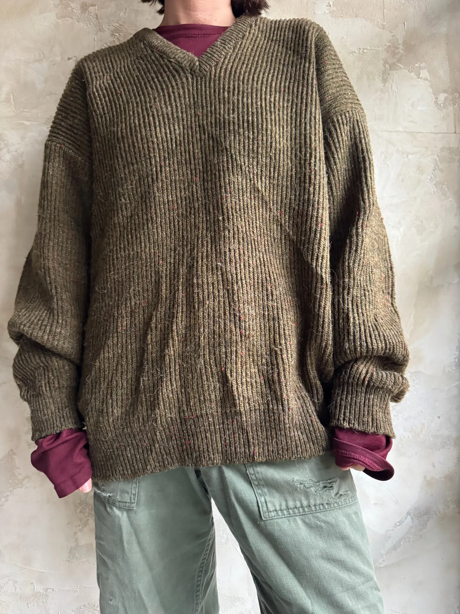 Olive Ribbed Pullover
