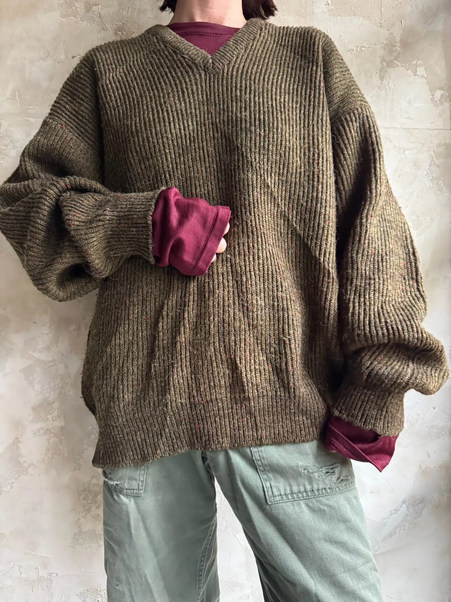 Olive Ribbed Pullover