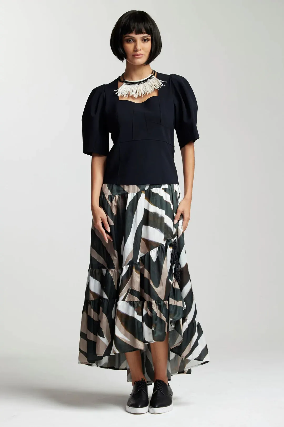 Paula Ryan Layered Skirt - Maxi Zebra