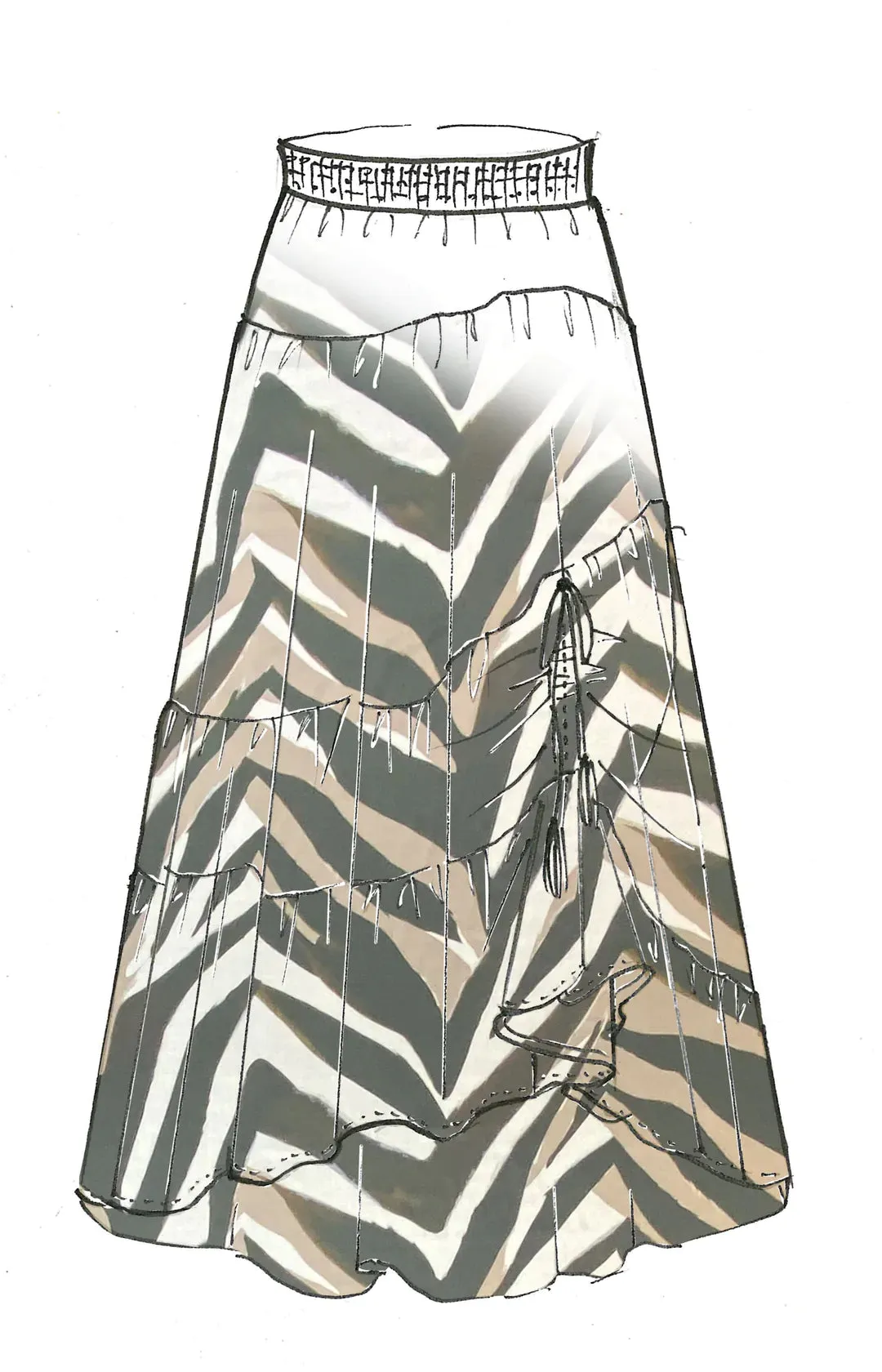 Paula Ryan Layered Skirt - Maxi Zebra