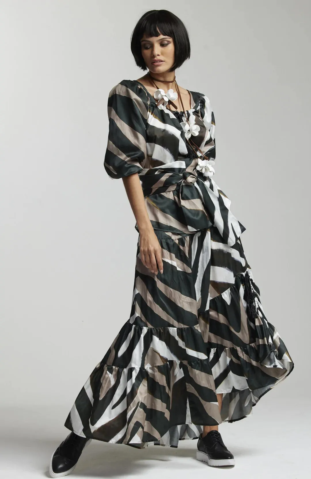 Paula Ryan Layered Skirt - Maxi Zebra