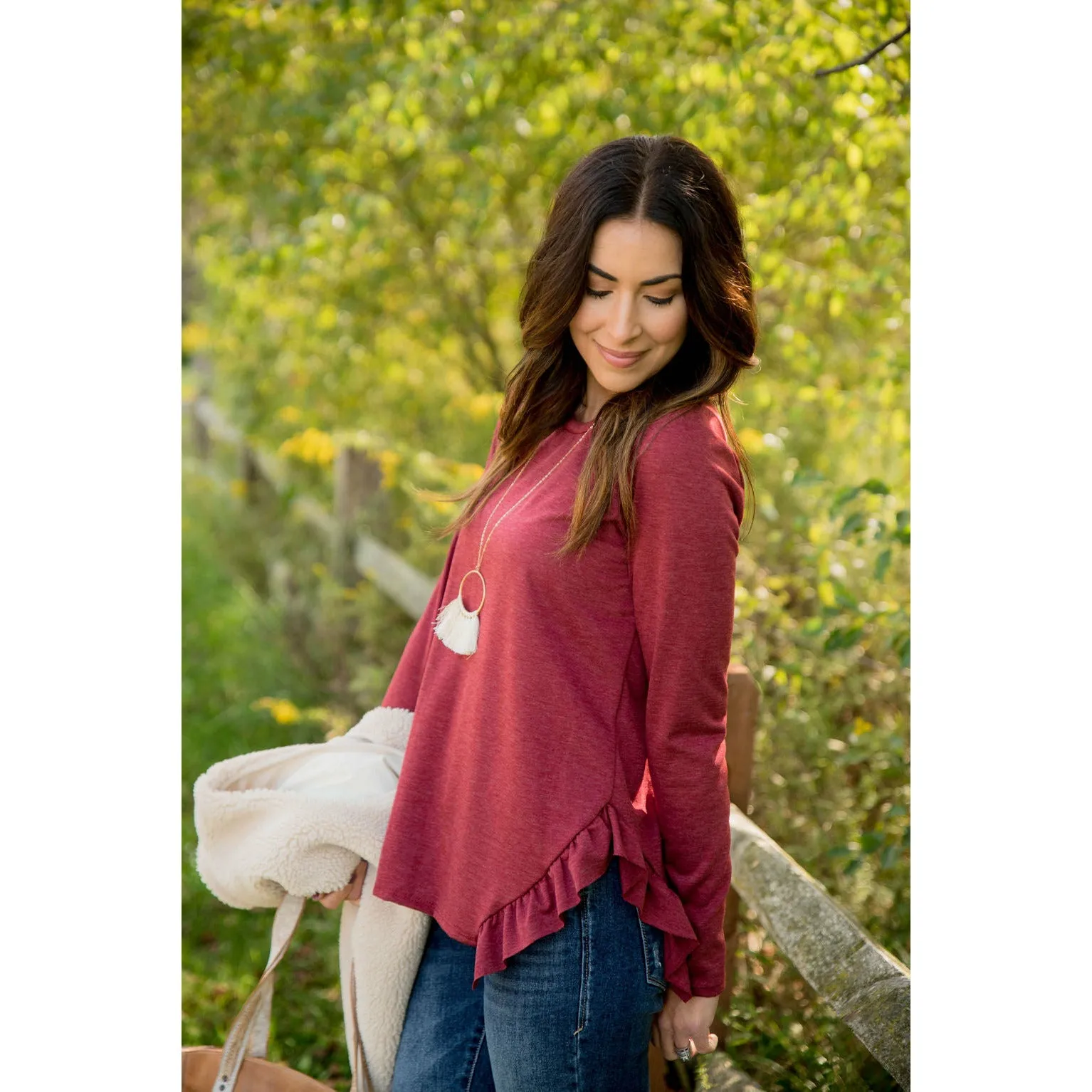 Ruffle V Slit Sweatshirt