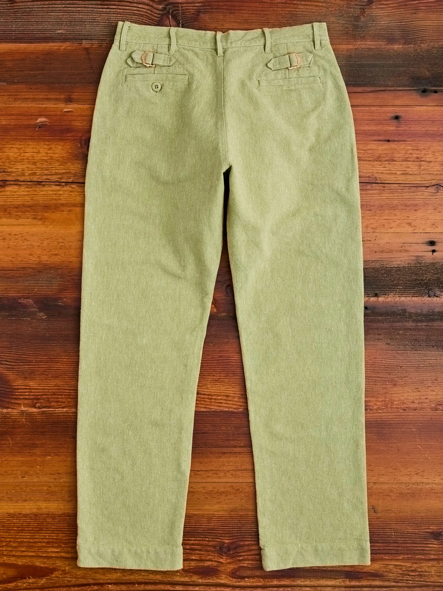 Rustic Plainweave Flat Front Chino in Olive