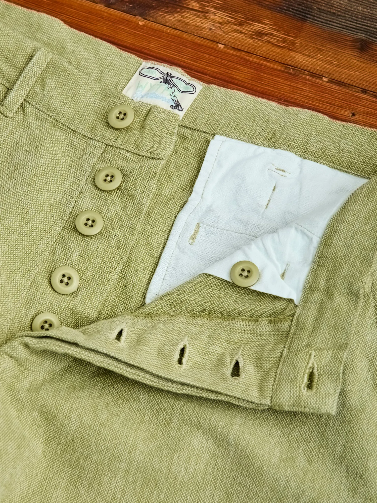 Rustic Plainweave Flat Front Chino in Olive