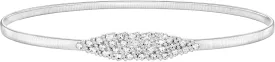 SANSTHS Womens Elastic Thin Metal Waist Belt, Stretch Chain Belt for Dresses, Skinny Rhinestone Adjustable Waistband
