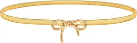 SANSTHS Womens Elastic Thin Metal Waist Belt, Stretch Chain Belt for Dresses, Skinny Rhinestone Adjustable Waistband