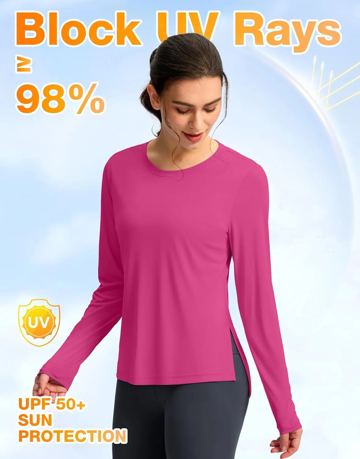 Soothfeel Women's Sun Shirts UPF 50  Long Sleeve UV Protection Workout Hiking Tops Lightweight Quick Dry SPF Outdoor Shirt