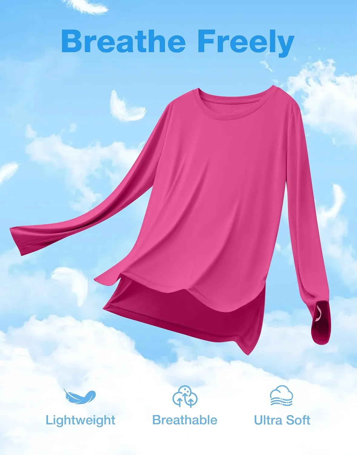 Soothfeel Women's Sun Shirts UPF 50  Long Sleeve UV Protection Workout Hiking Tops Lightweight Quick Dry SPF Outdoor Shirt