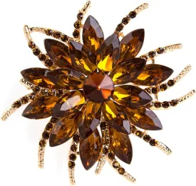 Sparkling Crystal Flower Brooch Pins for Women Dainty Rhinestone Flower Shape Brooch Pin Suit Scarf Hats Decoration Wedding Jewelry