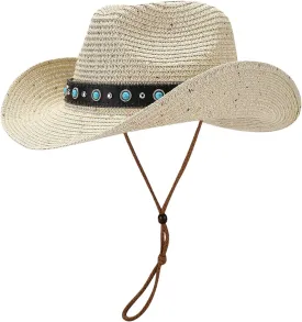 Sun Hats for Women Uv Protection Straw Hat Western Cowboy Hat Summer Panama Hats Ladies Beach Jazz Cap