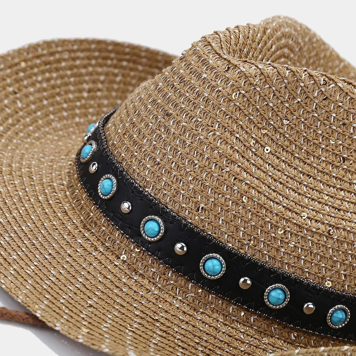 Sun Hats for Women Uv Protection Straw Hat Western Cowboy Hat Summer Panama Hats Ladies Beach Jazz Cap