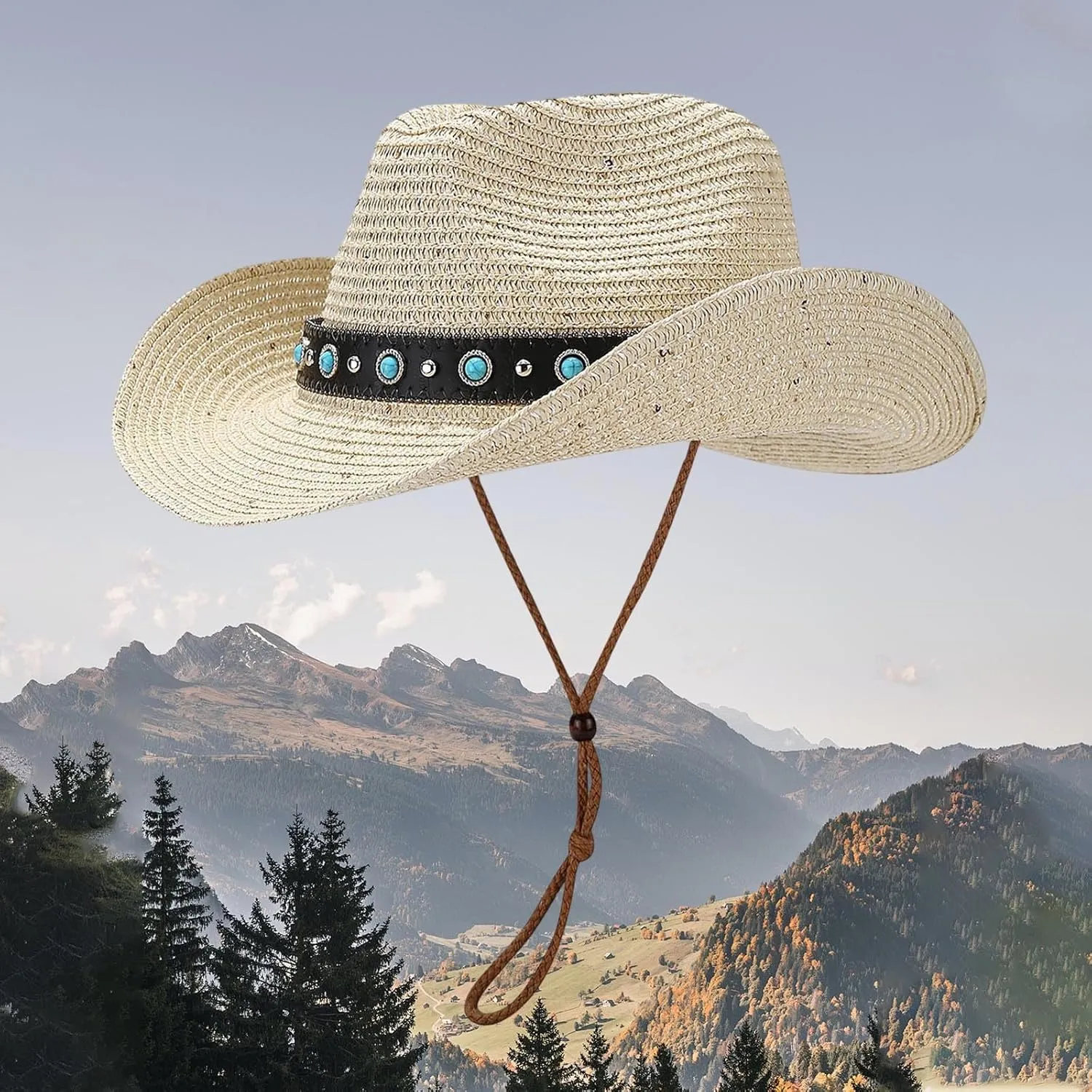 Sun Hats for Women Uv Protection Straw Hat Western Cowboy Hat Summer Panama Hats Ladies Beach Jazz Cap