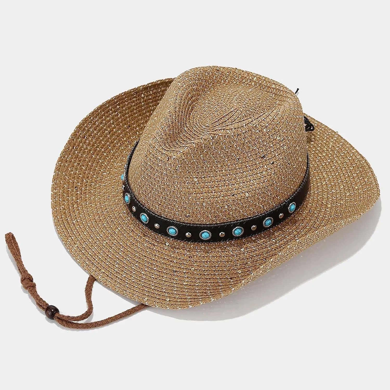 Sun Hats for Women Uv Protection Straw Hat Western Cowboy Hat Summer Panama Hats Ladies Beach Jazz Cap