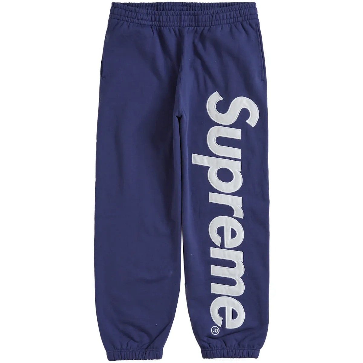 Supreme Satin Appliqu√© Washed Navy Sweatpants