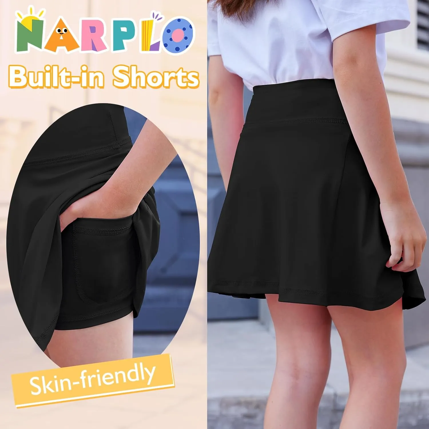 Toddler Girls Skirts Skorts Built in Shorts Baby Summer Flowy Tennis Athletic Skirts Skorts for Girls with Pockets