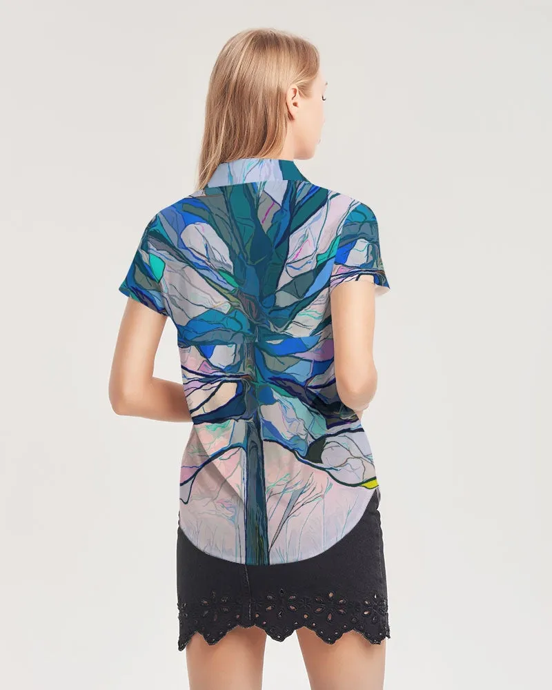 Tree of Light Women's Short Sleeve Button Up