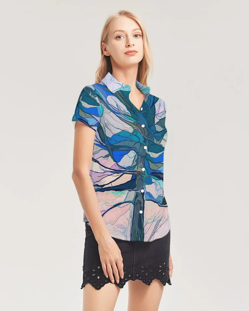 Tree of Light Women's Short Sleeve Button Up