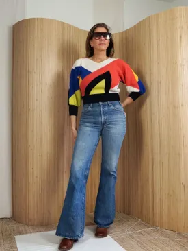 Vintage 80's Colorblock Crop Sweater