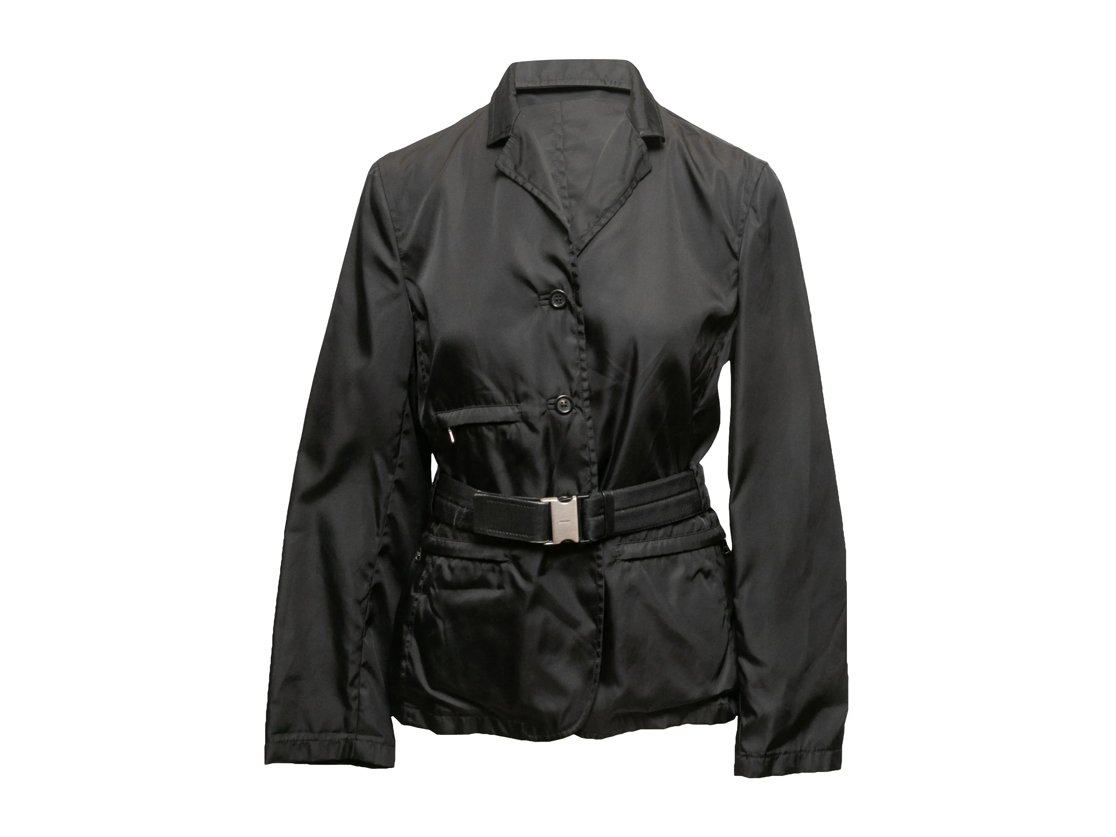 Vintage Black Prada Nylon Belted Jacket Size IT 42
