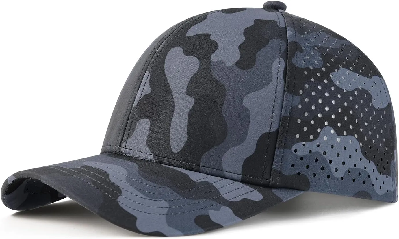 VOBOOM Men Quick Dry Baseball Cap Laser Cut Mesh Ball Curved Brim Snapback Hat