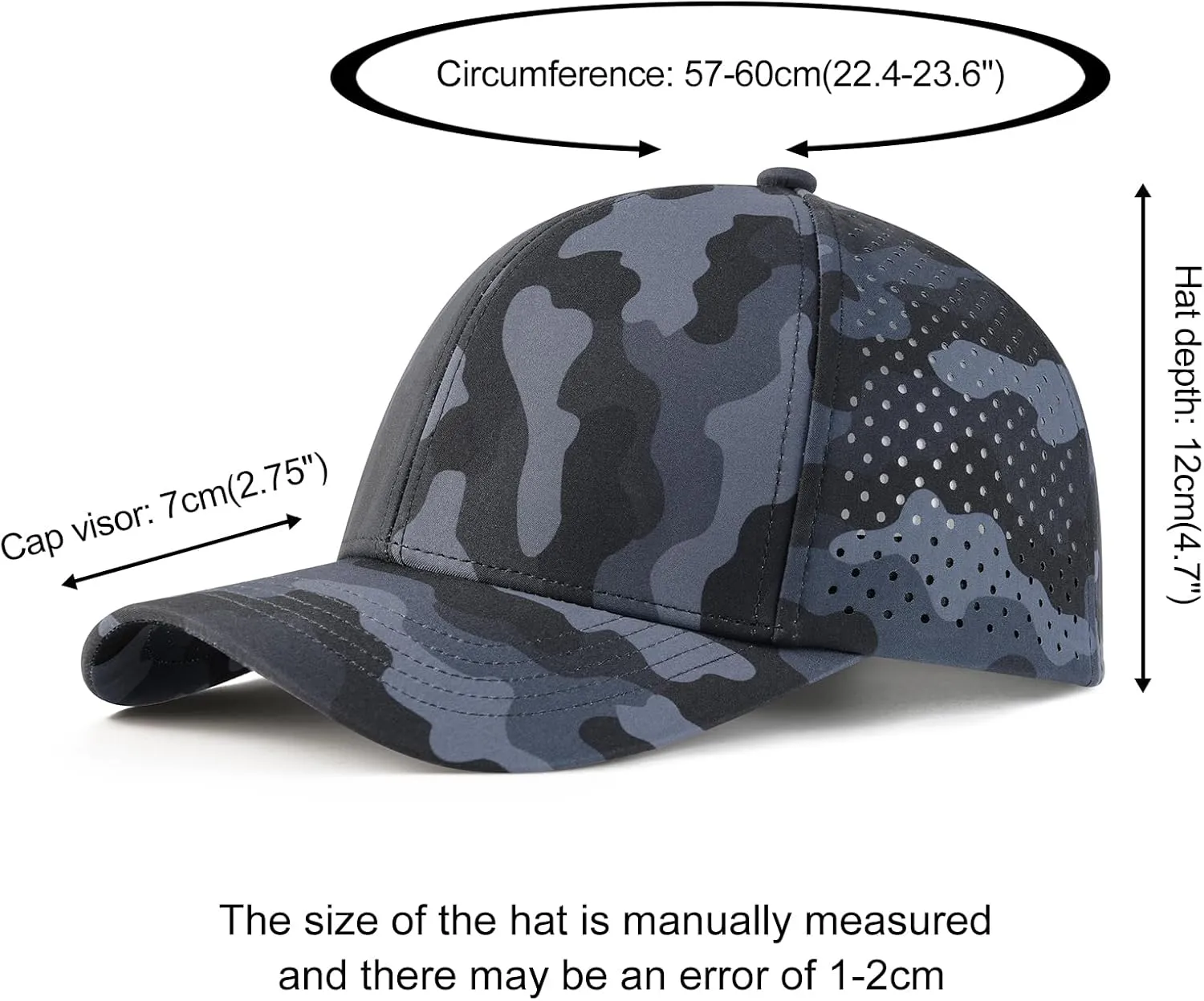 VOBOOM Men Quick Dry Baseball Cap Laser Cut Mesh Ball Curved Brim Snapback Hat