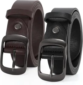 VONMELLI 2 Packs Women Leather Belts for Jeans Fashion Leather Ladies Waist Belt