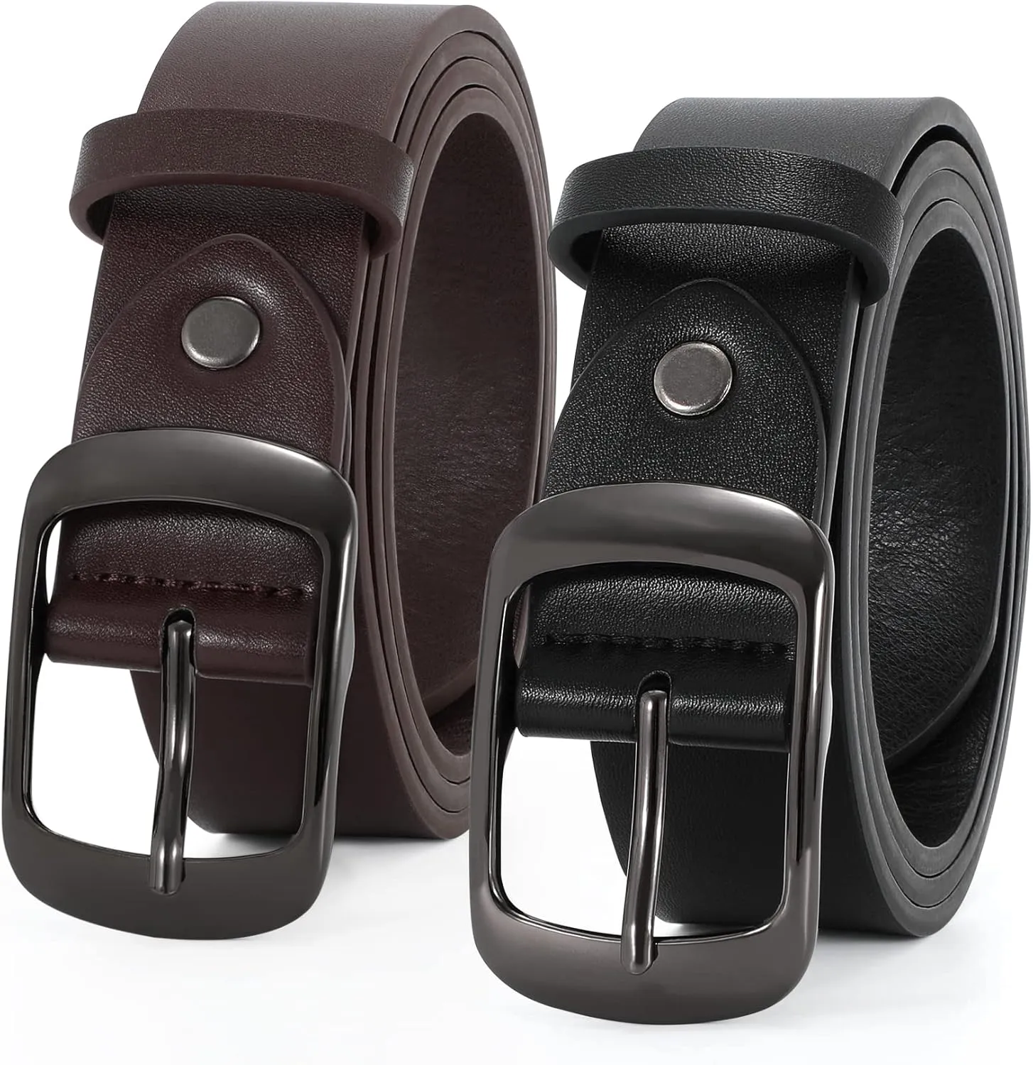 VONMELLI 2 Packs Women Leather Belts for Jeans Fashion Leather Ladies Waist Belt