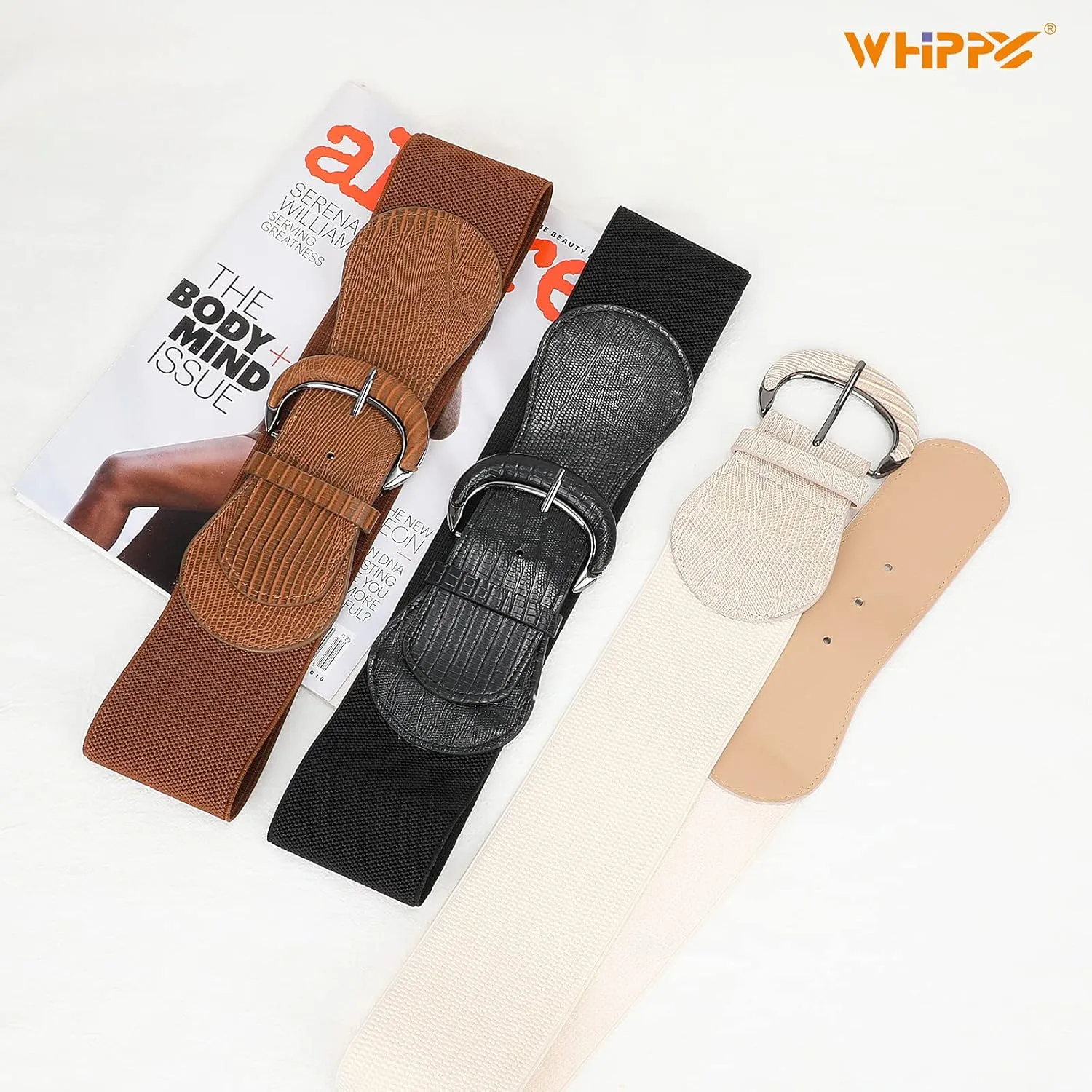 WHIPPY 3 Pack 4 Pack Women Wide Elastic Waist Belt Vintage Stretchy Belt Waistband for Ladies Dresses