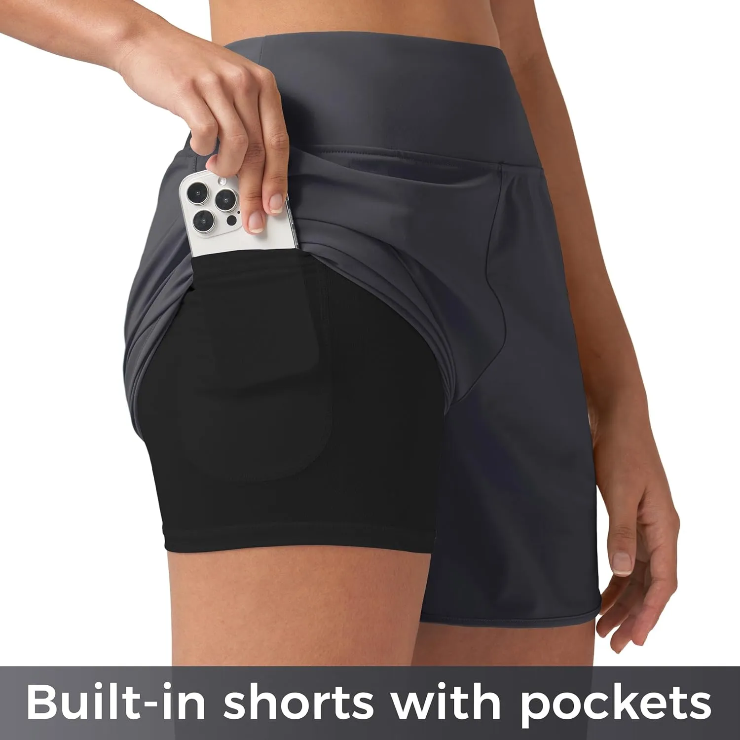 Willit Women's 5" Swim Shorts with Liner High Waisted Quick Dry Swimming Board Shorts with Pockets UPF 50 
