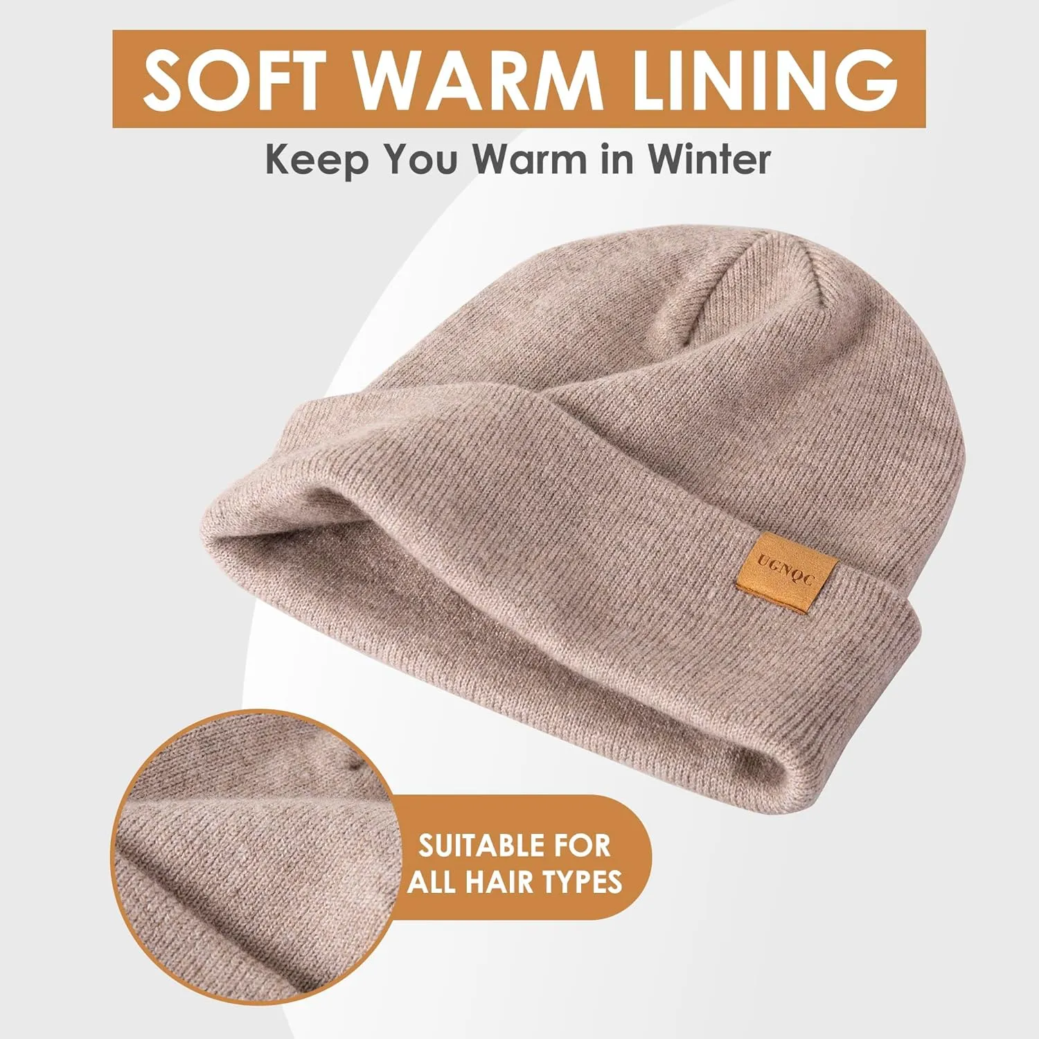 Womens Beanie Winter Hat Long Scarf Touchscreen Gloves Set Fleece Lined Skull Caps for Women Men