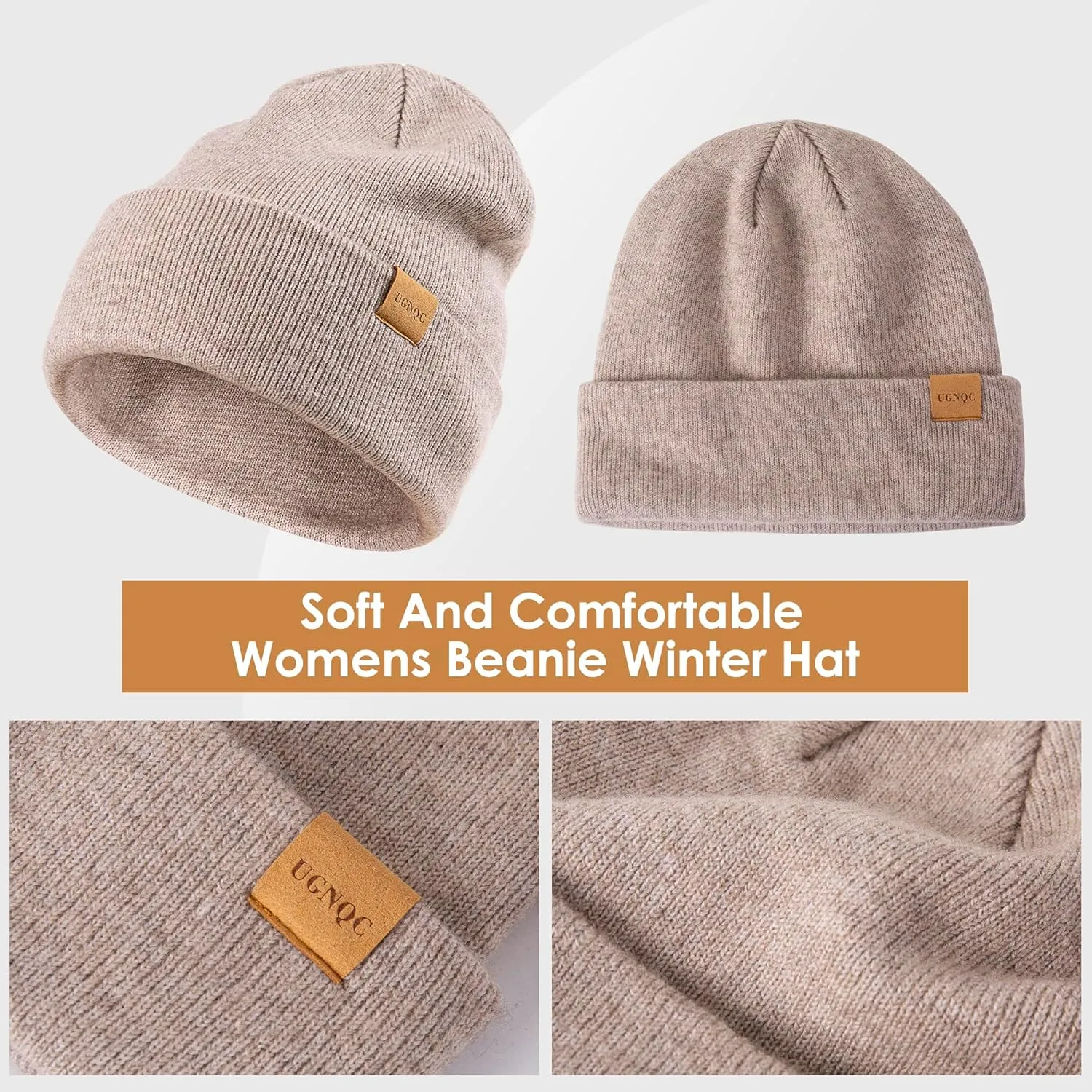 Womens Beanie Winter Hat Long Scarf Touchscreen Gloves Set Fleece Lined Skull Caps for Women Men