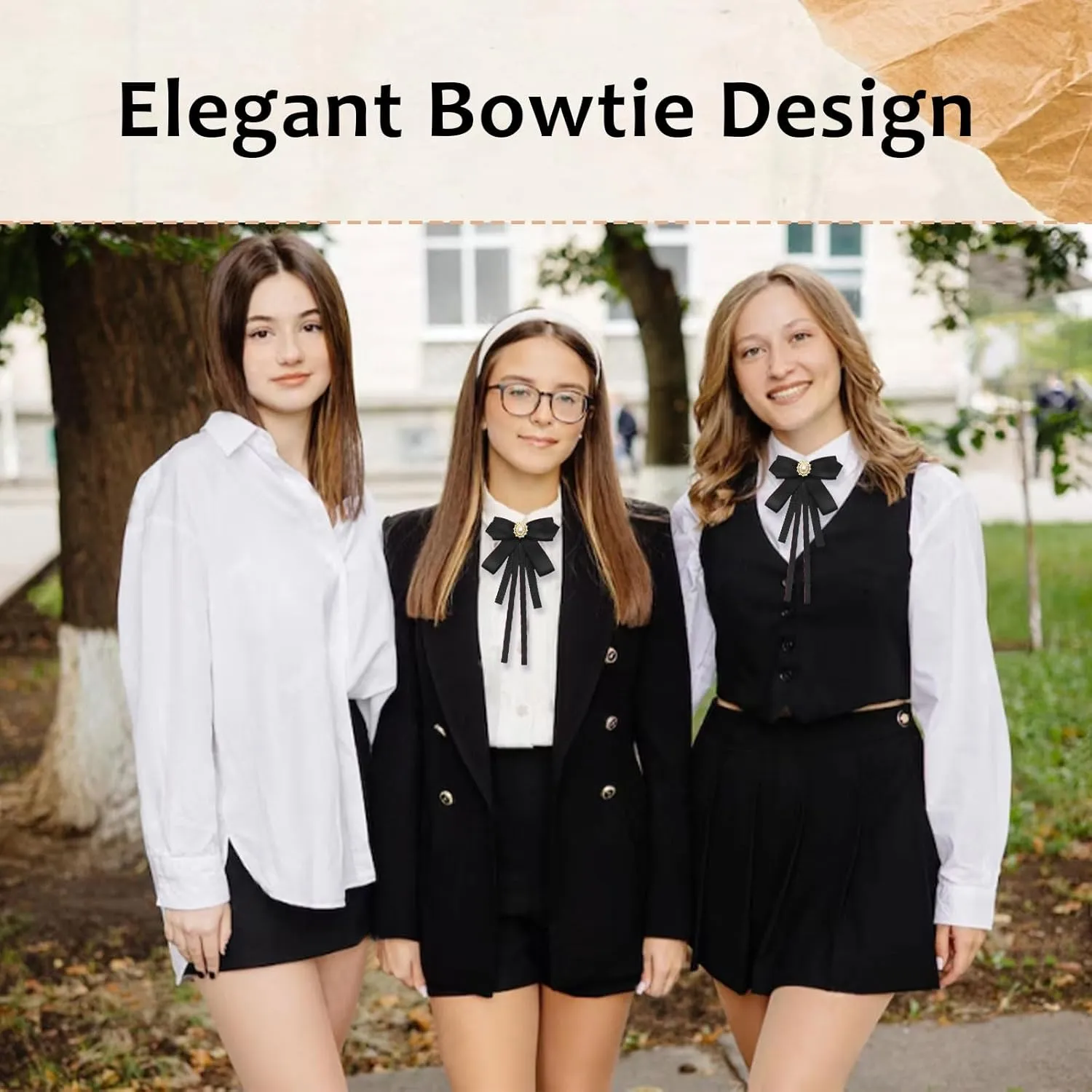Womens Bow Tie, Clip on Bow Ties Pre Tied Bowtie for Women Girls Ribbon Rhinestone Bow Tie for Shirt Uniform Wedding