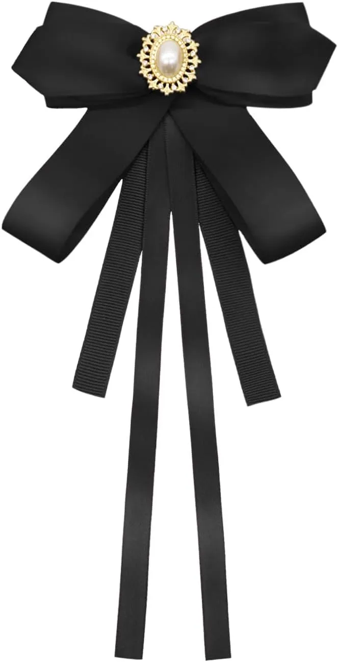 Womens Bow Tie, Clip on Bow Ties Pre Tied Bowtie for Women Girls Ribbon Rhinestone Bow Tie for Shirt Uniform Wedding