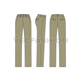 Women's Flat Front Comfort Fit Chinos