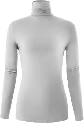 Women's Long Sleeve Lightweight Turtleneck Top Pullover Casual Active Layer Tops Shirts