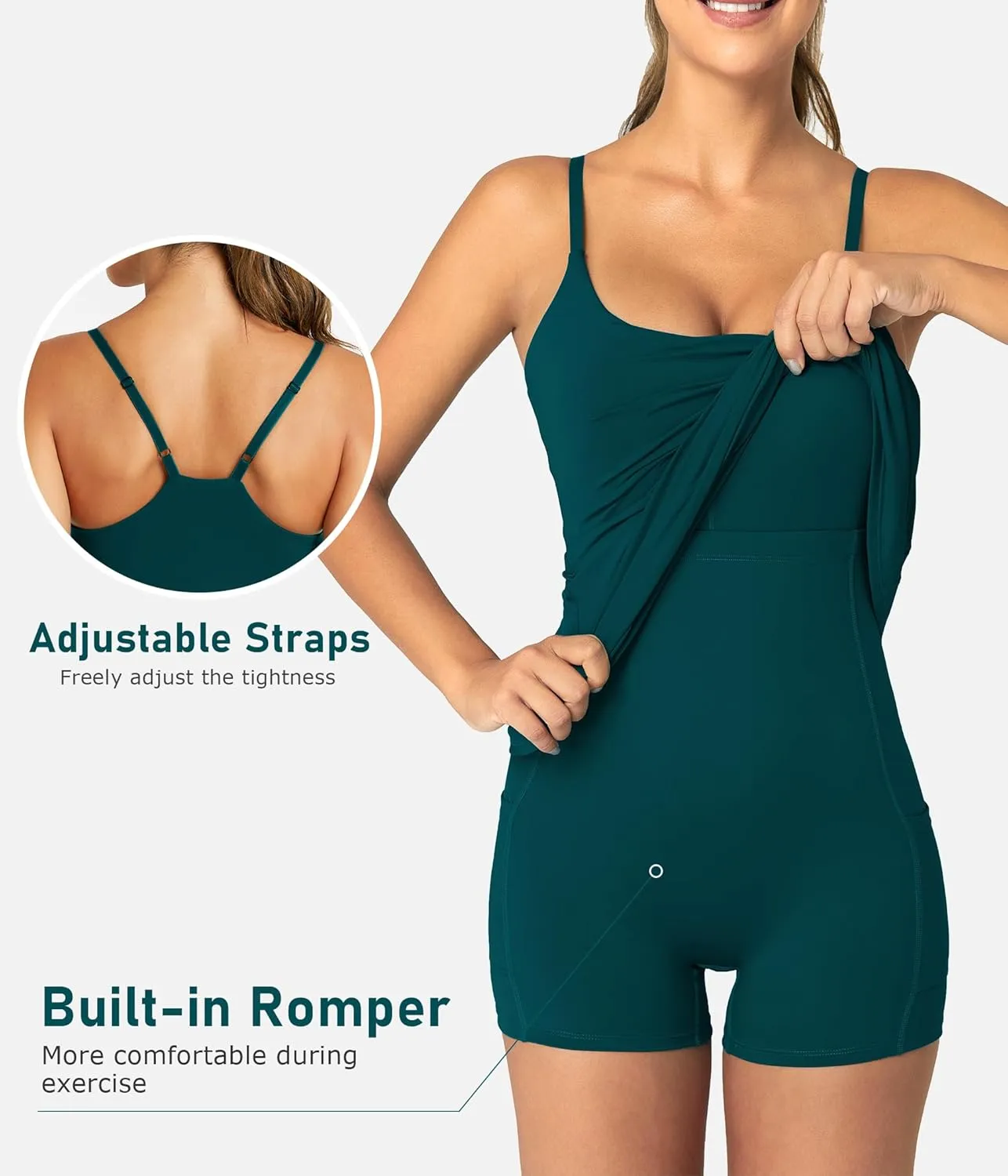 Womens Tennis Dress with Built-in Bra & Shorts Athletic Dress Workout Dress Exercise Dress with Pockets Golf Dress