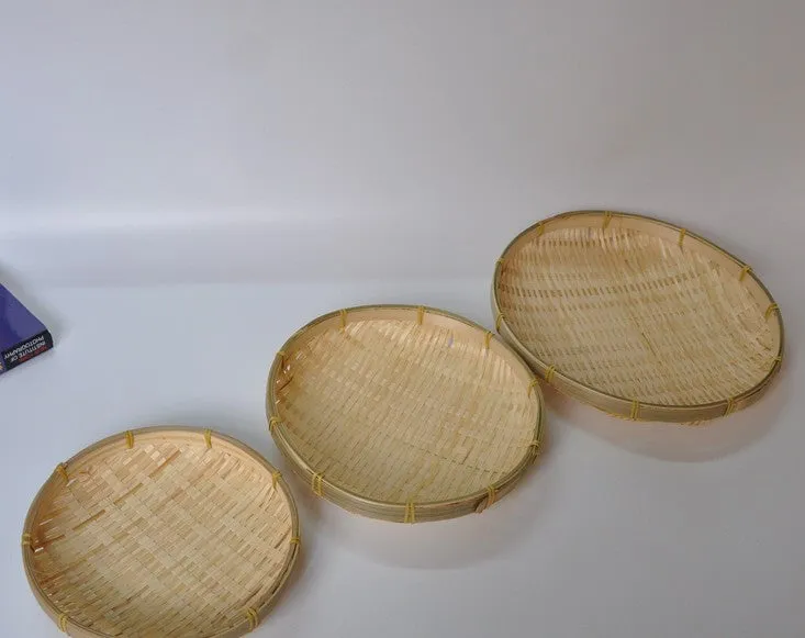 Woven Bamboo Handmade Round Plates Bamboo Fruit Baskets Storage Multiple Use BPT02