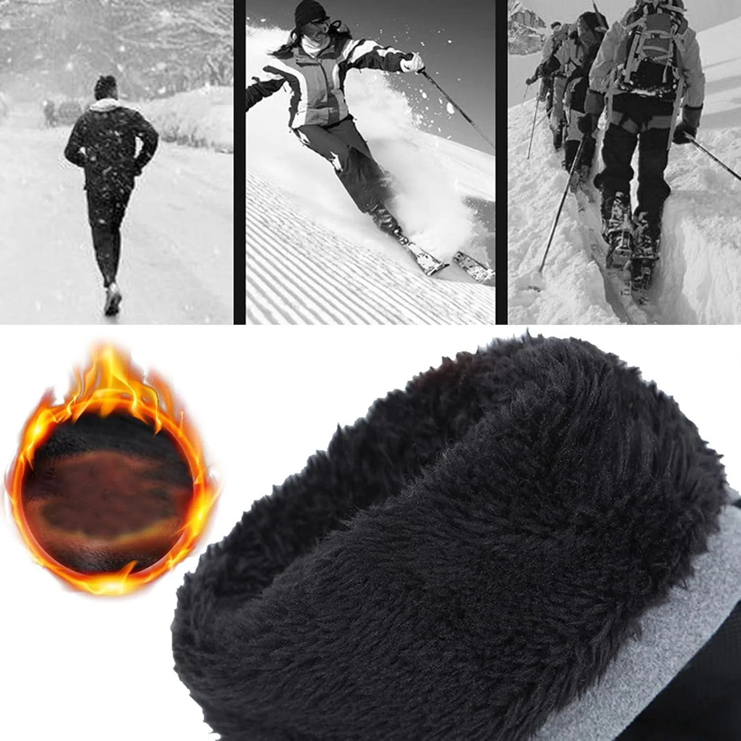 YOLAI Women Men Fleece Lined Gloves Winter Thickened Warmers Ski Gloves Touchscreen Water Proof Windproof Mittens